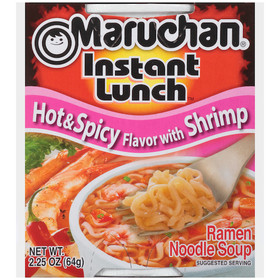 Maruchan Instant Hot &amp; Spicy Shrimp Flavored Ramen Noodle Soup, 2.25 Ounces, 12 per case