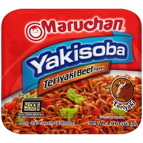 Maruchan Yakisoba Teriyaki Beef Flavored Home Style Japanese Noodles, 4 Ounce, 8 per case