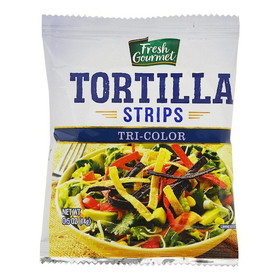 Fresh Gourmet Tri-Color Tortilla Strips .5 Ounce - 100 Per Case