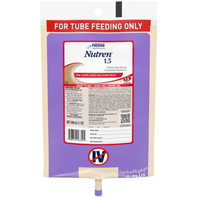 Nestle Nutren 1.5 Malnutrition Tube Feeding Nutritional Balanced High Cal 33.8 Fluid Ounce Bag - 6 Bags Per Case