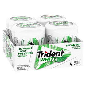 Trident White Spearmint Sugar Free Gum, 60 Count, 6 per case
