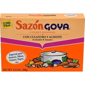 Goya Sazon Coriander &amp; Annatto Seasoning Econo Pak, 3.52 Ounces, 18 per case