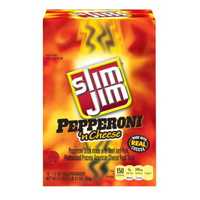 Slim Jim Pepperoni 'N Cheese Snack Sticks, 1.5 Ounces, 6 per case