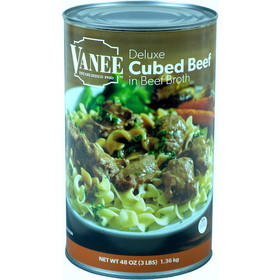 Vanee Cubed Beef In Broth, 48 Ounces, 6 per case