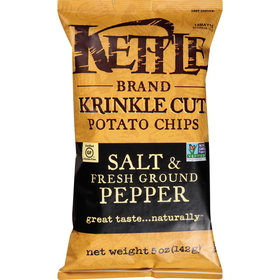 Kettle Foods Potato Chip Krinkle Salt &amp; Fresh Ground Pepper, 5 Ounces, 8 per case