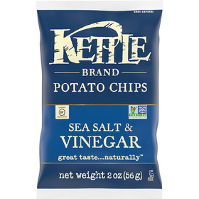 Kettle Foods Salt &amp; Vinegar Potato Chips, 2 Ounces, 6 per case