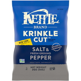 Kettle Foods Sea Salt &amp; Pepper Krinkle Cut Potato Chips, 2 Ounces, 6 per case