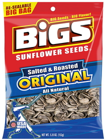 Bigs Sunflower Seeds Original Roasted &amp; Salted, 5.35 Ounce, 12 per box, 4 per case