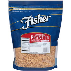 Fisher Dry Roasted Granulated Peanuts No Salt, 32 Ounces, 3 per case