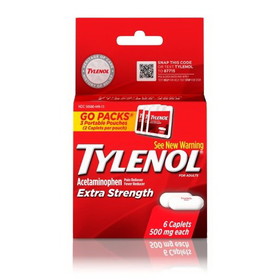 Tylenol Go Pack Clear Plastic, 6 Count, 12 per case
