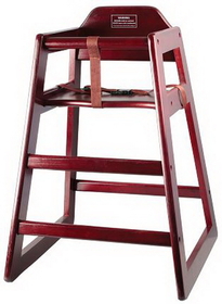 Winco Stacking Mahogany Non Assembled High Chair 1 Per Pack - 1 Per Case