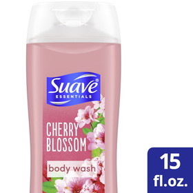 Suave Essentials Wild Cherry Blossom Body Wash 15 Ounce Bottle - 6 Per Case
