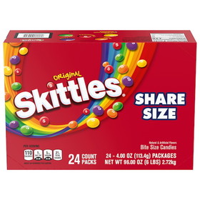 Skittles Tear N Share Original Candy, 4 Ounces, 6 per case