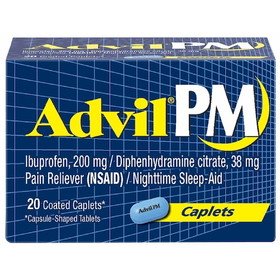 Advil Pm Pain Reliever &amp; Nighttime Sleep-Aid 200 Mg Caplets, 20 Each, 6 Per Box, 12 Per Case