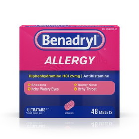 Benadryl Allergy Ultra Tablets, 48 Count, 6 Per Box, 4 Per Case