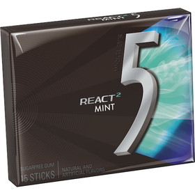 Five React Mint Gum, 15 Piece, 12 per case