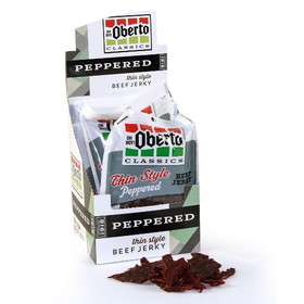 Oberto Classic Thin Style Peppered Beef Jerky, 1.2 Ounces, 8 per case