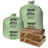 Pitt Plastics Biostar 38 Inch X 58 Inch 1 Mil 60 Gallons Extra Heavy Biogreen Star Perforated Roll Can Liner, 10 Count, 10 per case