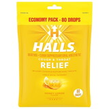 Halls Menthol Lyptus Honey Lemon Cough Drops, 80 Count, 12 Per Case