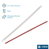 Dixie 12 Inch Giant Individually Wrapped Red Straw, 500 Count, 4 per case