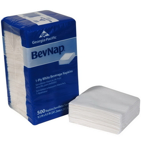 Bevnap Square 9.5" 1-Ply White Beverage Napkin 8 Count - 500 Napkins Per Bundle, 8 per case