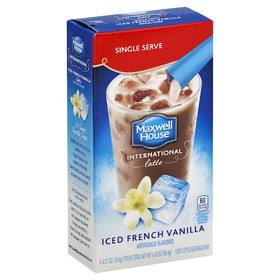 Maxwell House Beverage International Latte Iced French Vanilla Coffee Drink, 0.57 Ounces, 6 per box, 8 per case