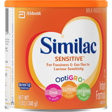 Similac Sensitive Milk-Based Powder Baby Formula With Iron, 12.5 Ounces, 6 per case