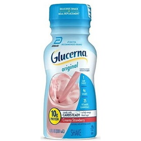 Glucerna Shake Strawberries & Creme, 8 Fluid Ounce, 6 Per Pack, 4 Per Case
