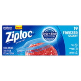 Ziploc Quart Freezer Bag, 19 Count, 12 per case