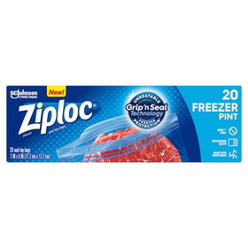 Ziploc Pint Freezer Bag, 20 Count, 12 per case