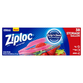 Ziploc Gallon Storage Bag, 38 Count, 9 per case