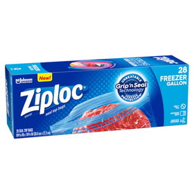 Ziploc Value Pack Gallon Freezer Bag, 28 Count, 9 per case