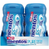 Mentos Sugar Free Pure Fresh Gum Fresh Mint Curvy Bottle 50 Pieces Per Bottle - 4 Per Pack - 6 Per Case