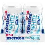 Mentos Sugar Free Pure Fresh Gum Pure White Curvy Bottle 50 Pieces Per Bottle - 4 Per Pack - 6 Per Case