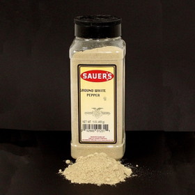 Sauer Ground White Pepper 1 Pound Bottle - 6 Per Case