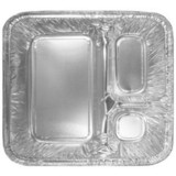 Hfa Handi-Foil 3 Compartment Aluminum Oblong Tray With Flat Board Lid Combo, 1 Piece, 250 per case