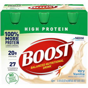 Boost High Protein Vanilla Nutritional Beverage, 8 Fluid Ounces, 4 per case