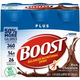 Boost Plus Ready To Drink Chocolate Nutritional Beverage 8 Fluid Ounces - 4 Per Pack - 4 Packs Per Case