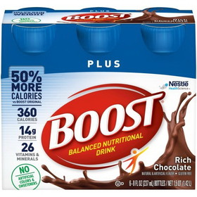 Boost Plus Ready To Drink Chocolate Nutritional Beverage, 8 Fluid Ounces, 4 per case