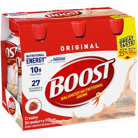 Boost Original Strawberry Ready To Drink Nutritional Beverage, 8 Fluid Ounces, 4 per case