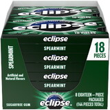 Eclipse Single Serve Spearmint Gum, 18 Piece, 8 Per Pack, 18 Per Case