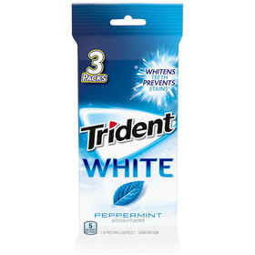 Trident Peppermint Sugar Free White Gum, 48 Count, 20 per case