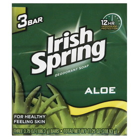 Irish Spring Bar Soap Aloe 3 Bar, 11.1 Ounces, 18 per case