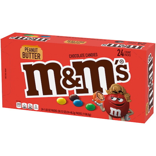 M&M'S Caramel Chocolate Candy Singles Size, 1.41 Ounce Pouch, 24 Count Box  