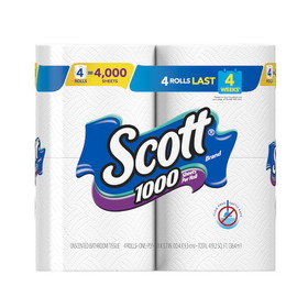 Scott Scott Bathroom Tissue White 4 Pack, 4000 Count, 12 per case