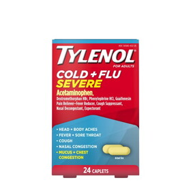 Tylenol Cold &amp; Flu Severe, 24 Count, 6 Per Box, 8 Per Case