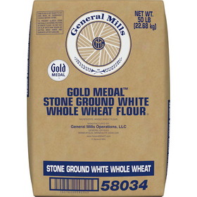 Gold Medal Stone Ground White Whole Wheat Flour, 50 Pounds, 1 per case