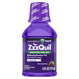 Vicks Zzzquil Night Time Sleep Aid Liquid, 6 Fluid Ounce, 3 Per Box, 4 Per Case