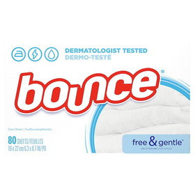 Bounce Bounce Dryer Sheet Free &amp; Sensitive, 80 Count, 9 per case