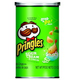 Pringles Grab & Go Sour Cream & Onion Potato Crisp, 2.5 Ounces, 12 per case